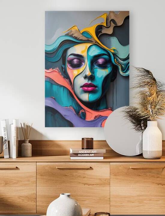 Vibrant Serenity – Abstract Female Portrait in Flowing Colors by Majed Najjari