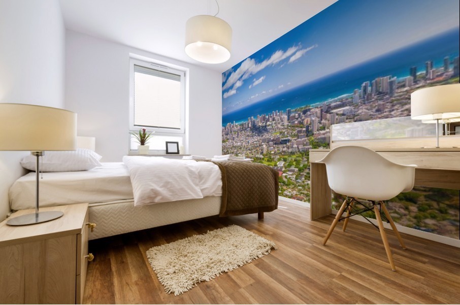 Behind Honolulu Panorama Mural print