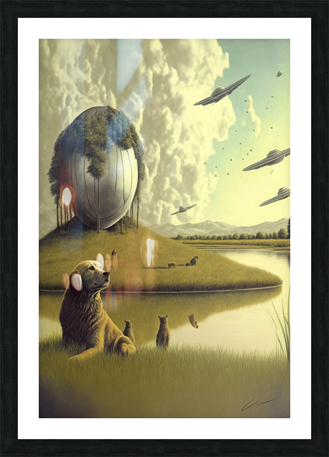 Dog in the Future Picture Frame print