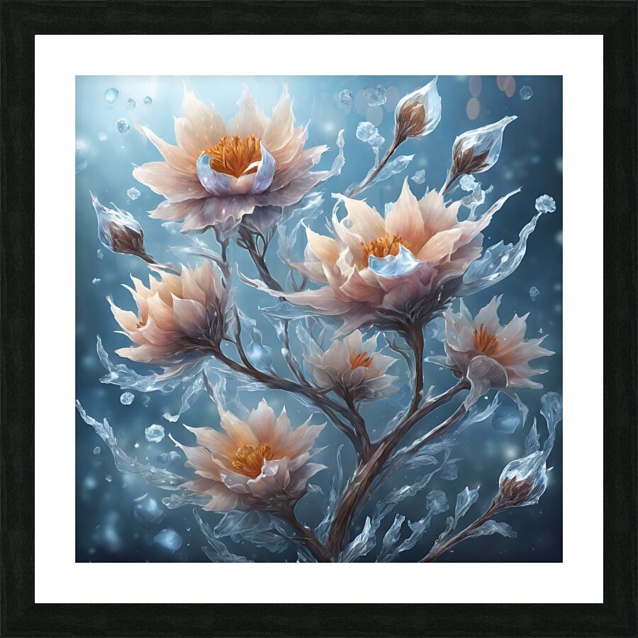 frozen rounded flowers Picture Frame print