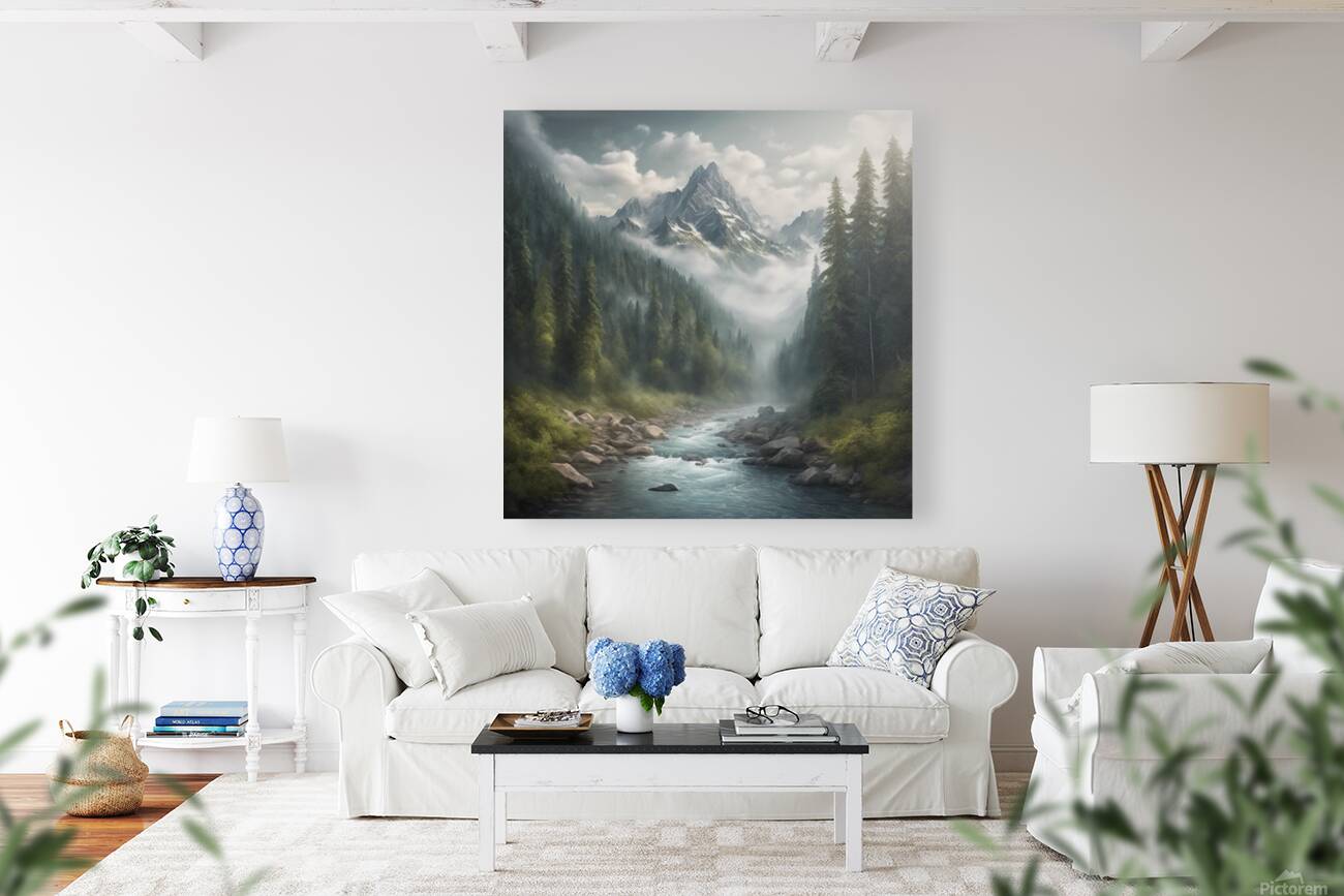 Breathtaking mountain range with a clear  Reproduction