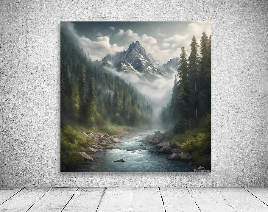 Breathtaking mountain range with a clear  Wall Preview