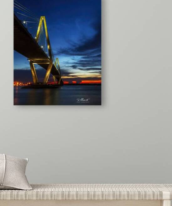 Cooper River Bridge at Sunset - Portrait by Jerry Clement