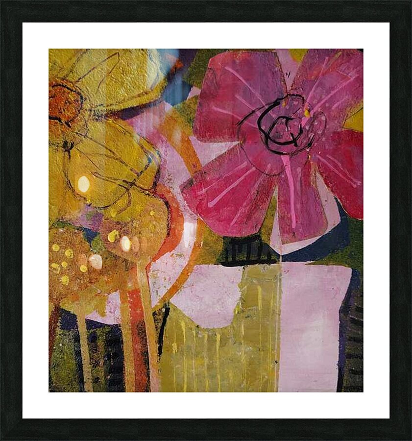 flowers with violet bowl Picture Frame Printing