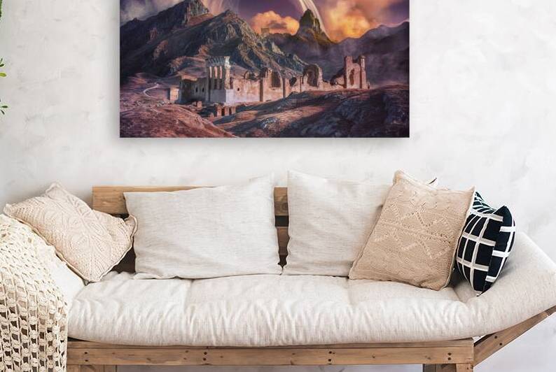 A surreal and captivating landscape featuring rug by Florin Harsan