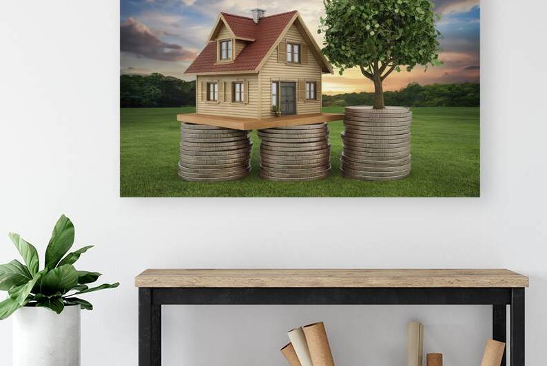 A creative illustration of a quaint house built o by Florin Harsan