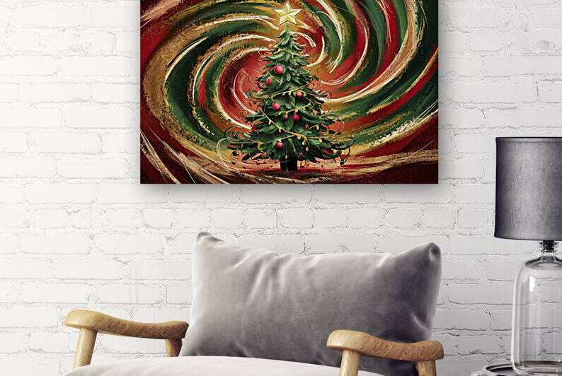 An abstract painting featuring a Christmas tree i 1721381224.628 by Florin Harsan