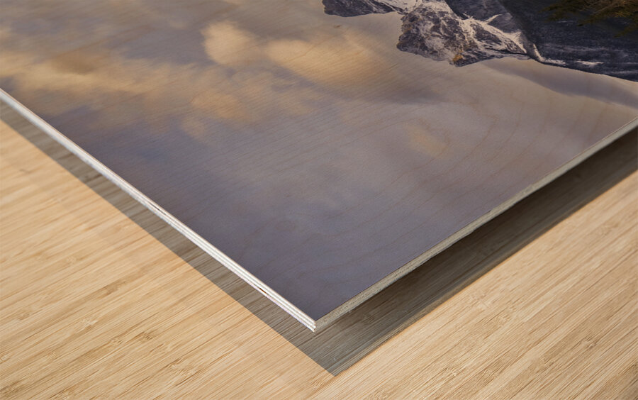 Morning in the mountains Wood print