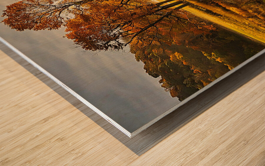 Fall sunrise Wood print