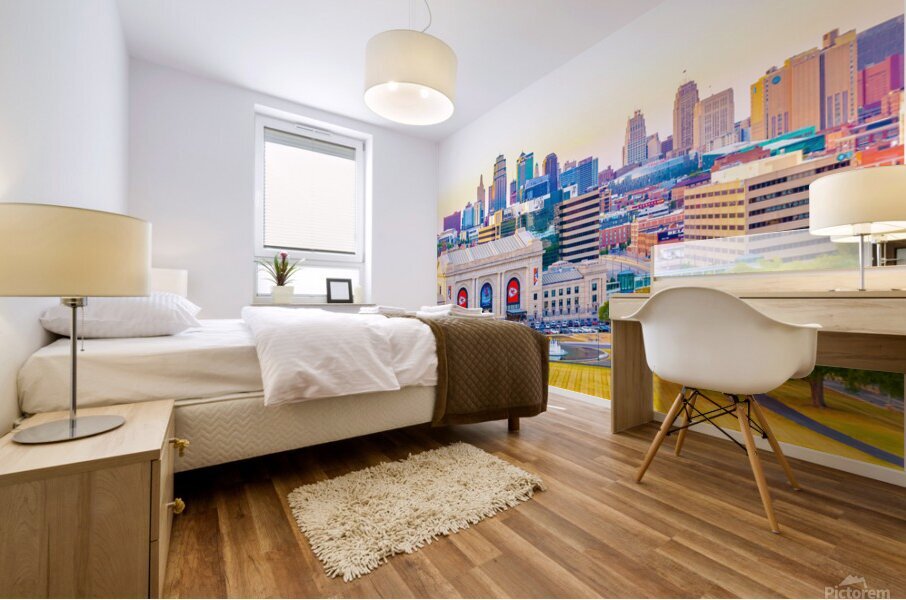 Kansas City Skyline - Bright Mural print