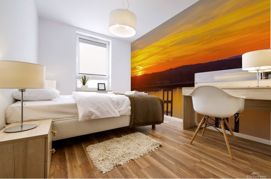 Sunset Over Bridge Mural print