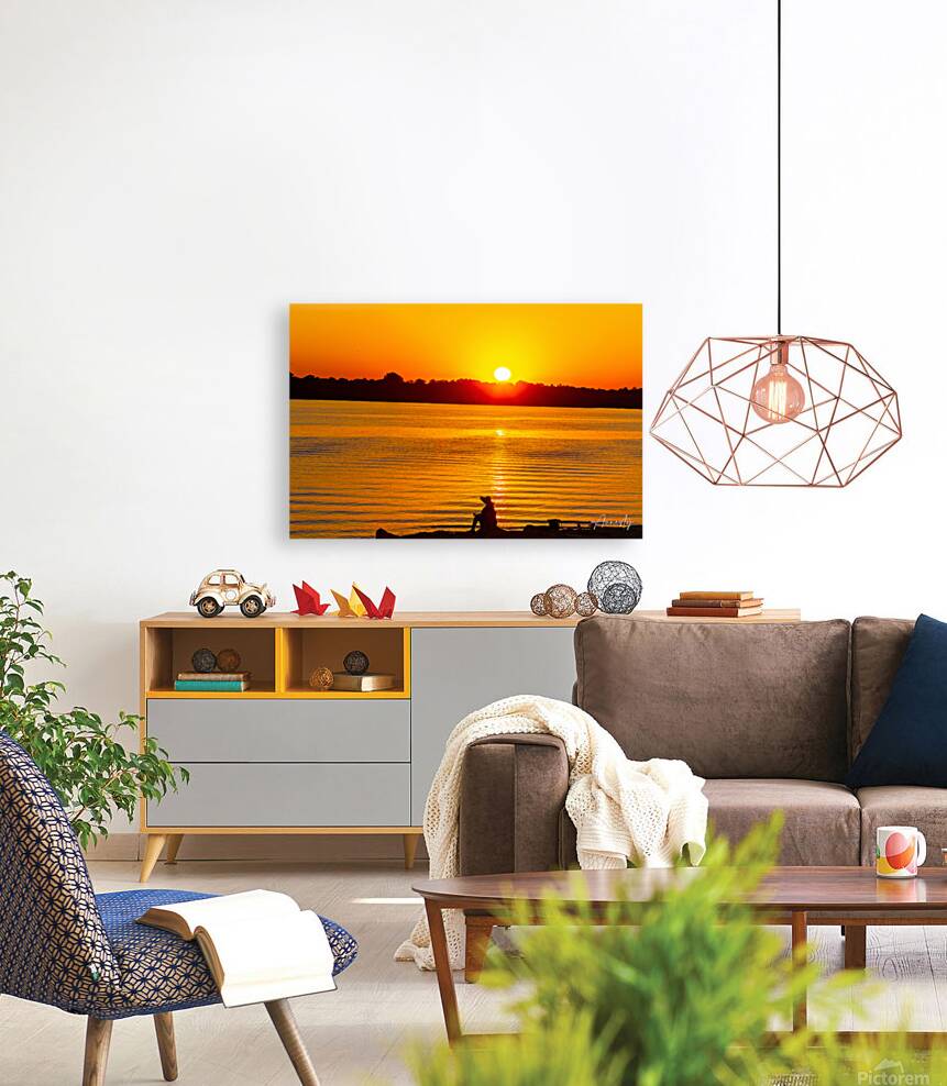 Fishing in Sunset Reproduction