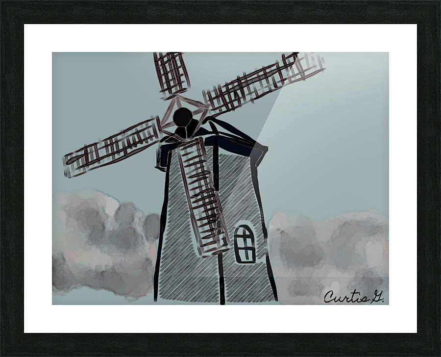 Blue Windmill Picture Frame print