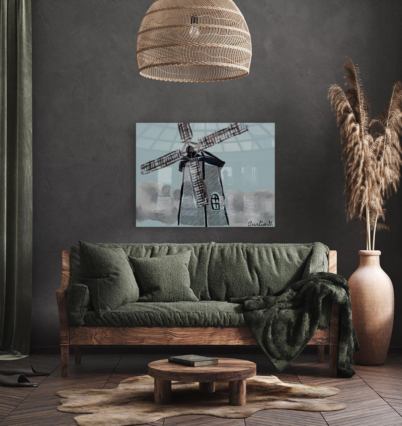 Blue Windmill Reproduction