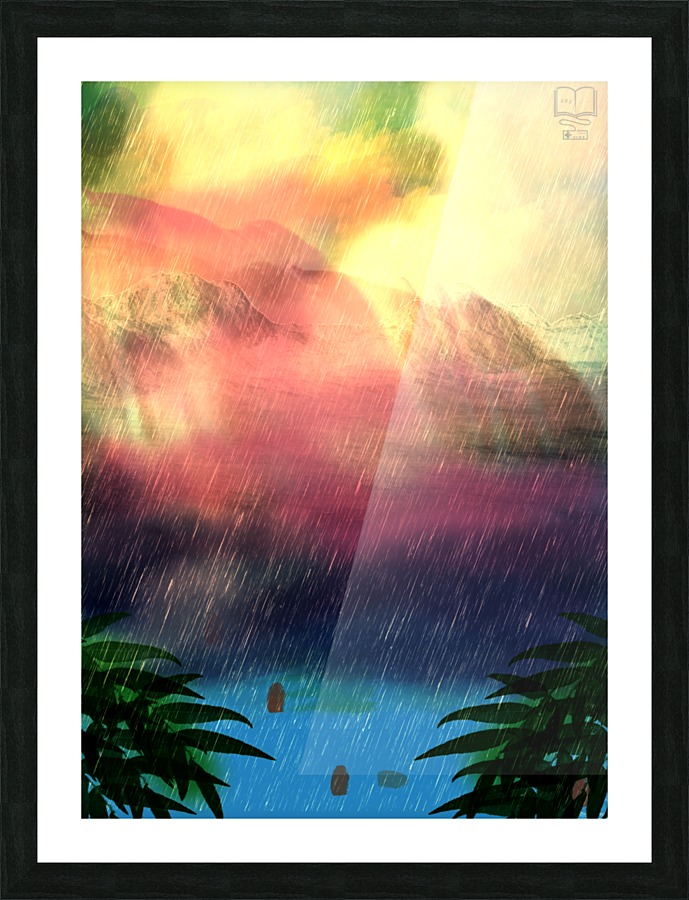Sunset Waterfall Picture Frame print