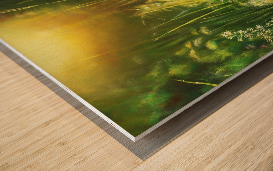 Sunrise Meadow Wood print