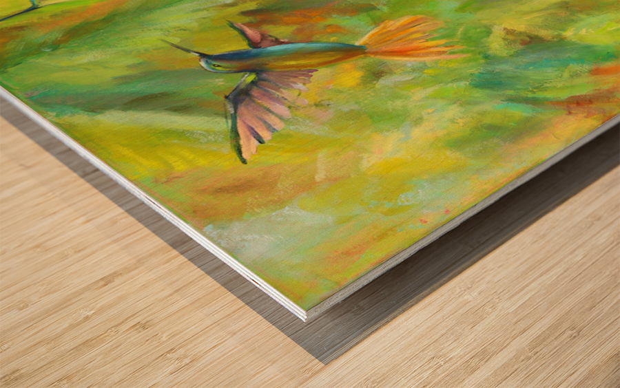 Hummingbird Dance Wood print