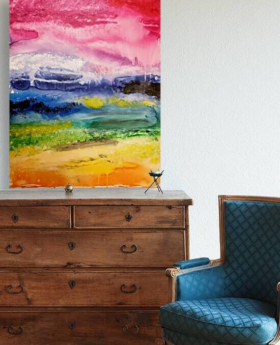 Abstract Modern Art Painting Print Mixed Media Collage Wall Art for Home Décor Unique Original Christmas Gift By Acclaimed Artist Kate Colson 2 by Kate Colson Studio