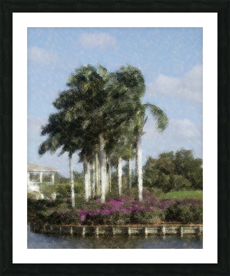 Naples Windblown Palms Picture Frame print