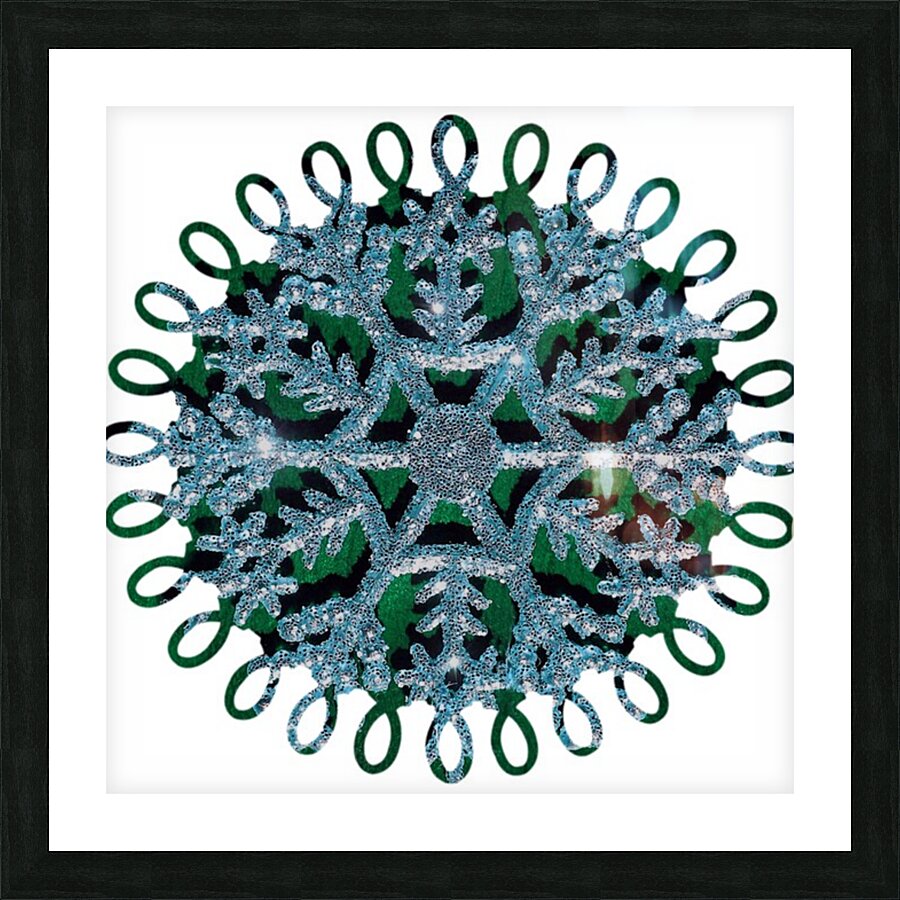 Blue Green Snowflake Picture Frame print