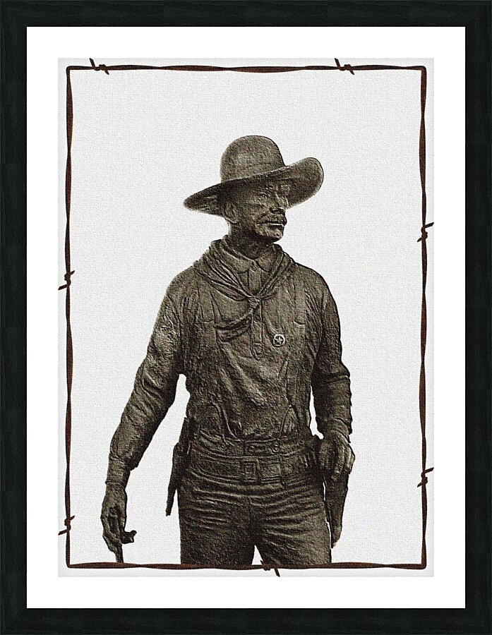  Cowboy Sculpture  Picture Frame print