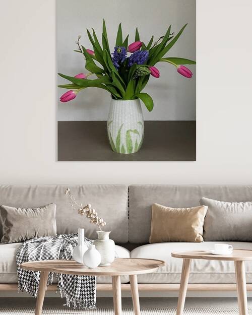 Tulip Spray cornflower vase by Ellen Barron OReilly