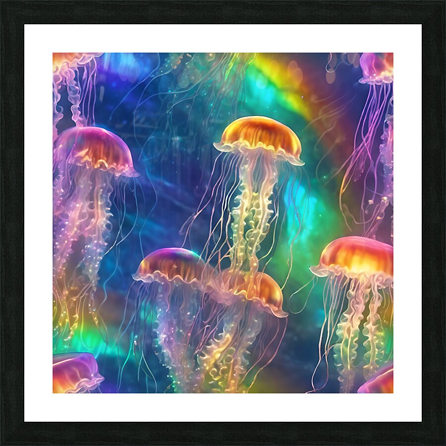 jellyfish with iridescent glow Picture Frame print