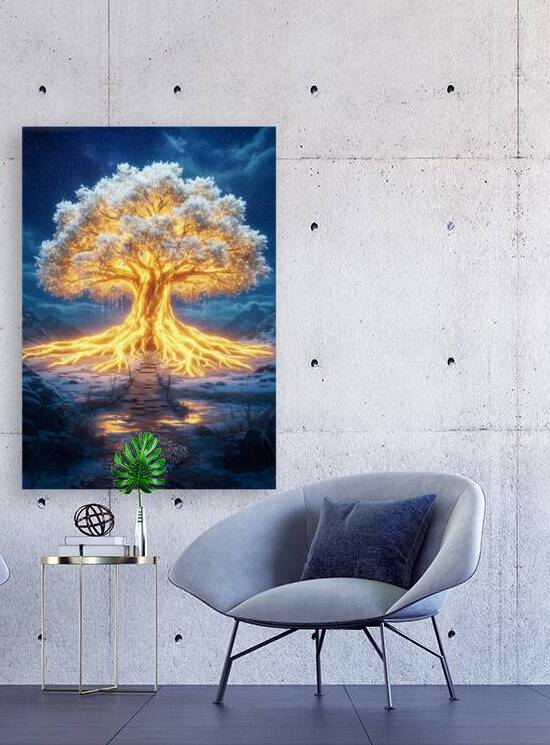Eternal Radiance: The Enchanted Golden Tree by Design Aura