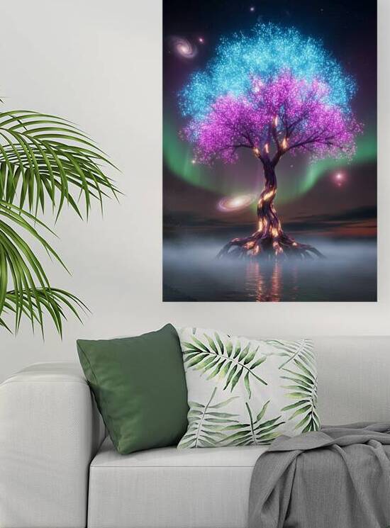 Radiant Tree of Light in a Cosmic Dreamscape by Design Aura