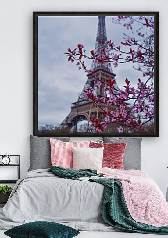 Eiffel Tower and Pink Flowers by Photopoet