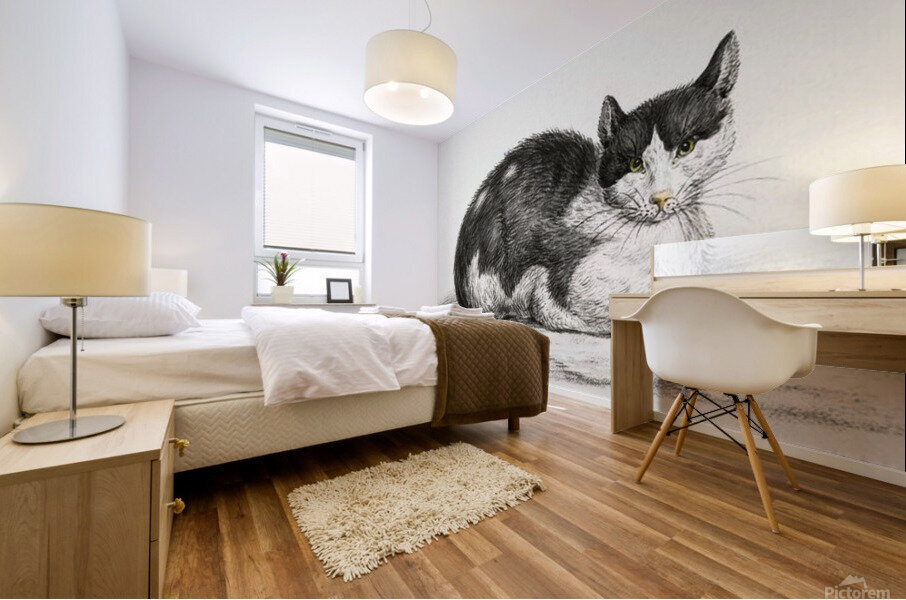 Lying cat Mural print
