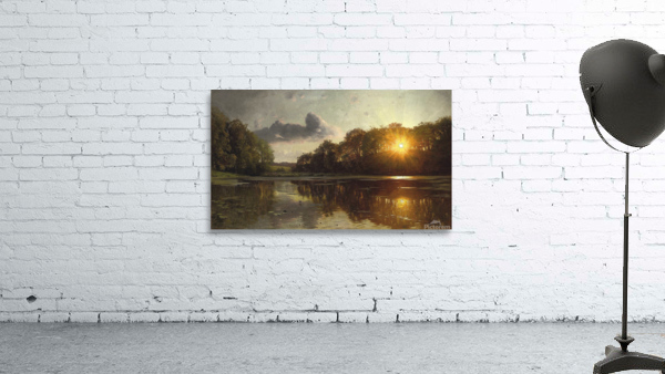 Sunset over forest lake  Wall Preview