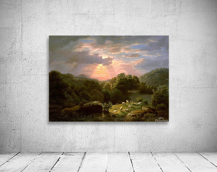 Landscape with sheep  Wall Preview