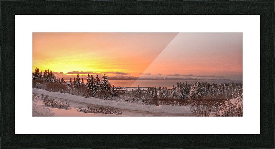 Snowy sunset Picture Frame print