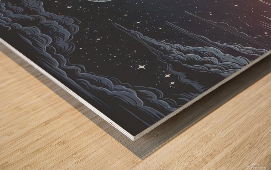 Celestial Touchdown – Cosmic Football Fantasy Wood print