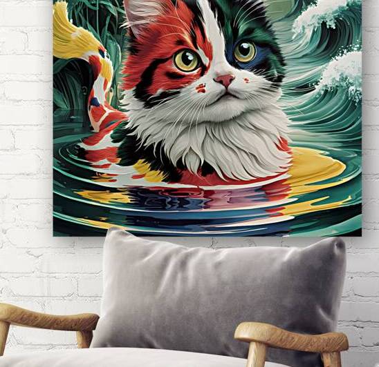Cat and the Magic of Nature by the Koi Pond by Nature s Reflections