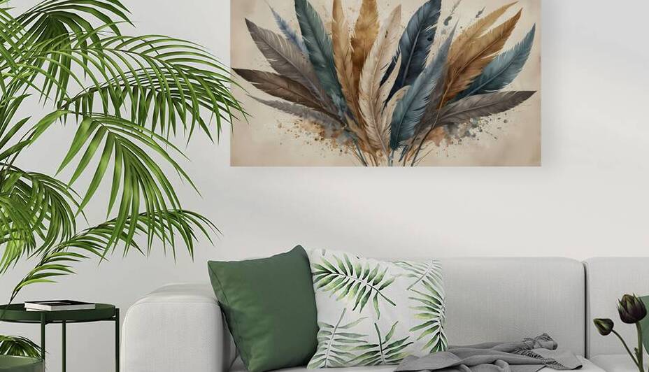 Elegant Watercolor Feather Composition by Moussab Abdallah