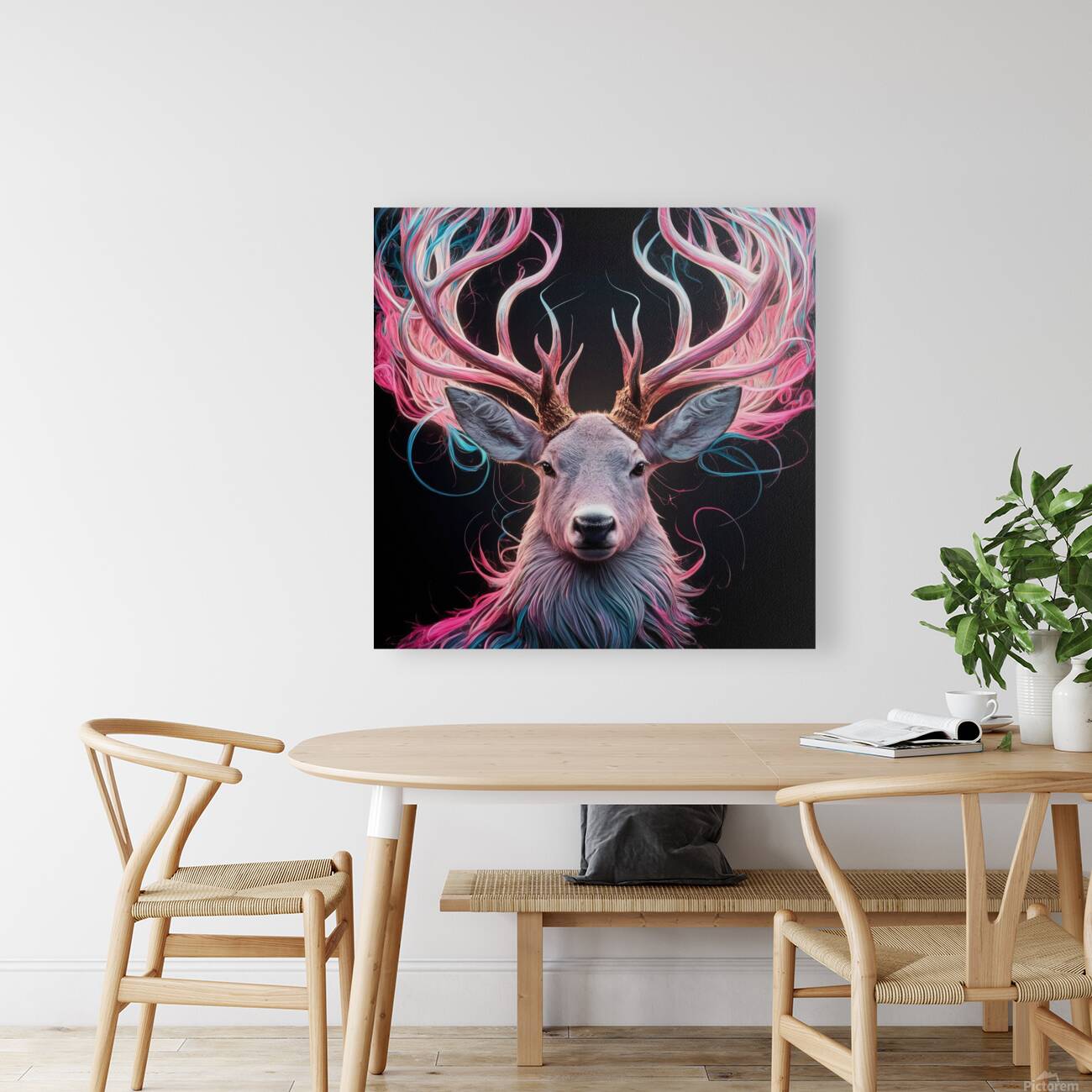a majestic deer with intricately detailed antlers Reproduction