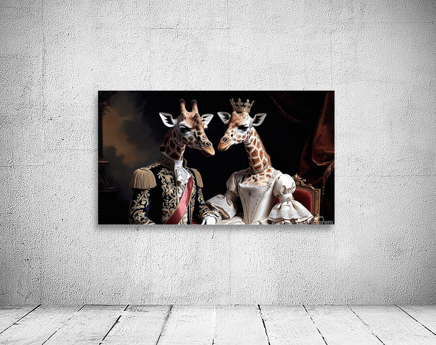 Regal Giraffe Aristocrats – Renaissance Royal Portrait Wall Art Wall Preview
