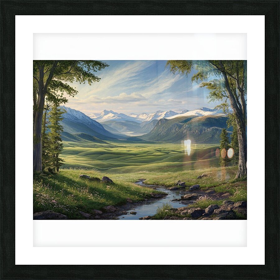 a stunning hyper realistic landscape mural featur Picture Frame print