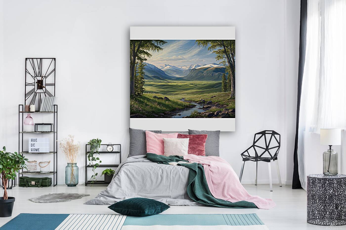 a stunning hyper realistic landscape mural featur Reproduction