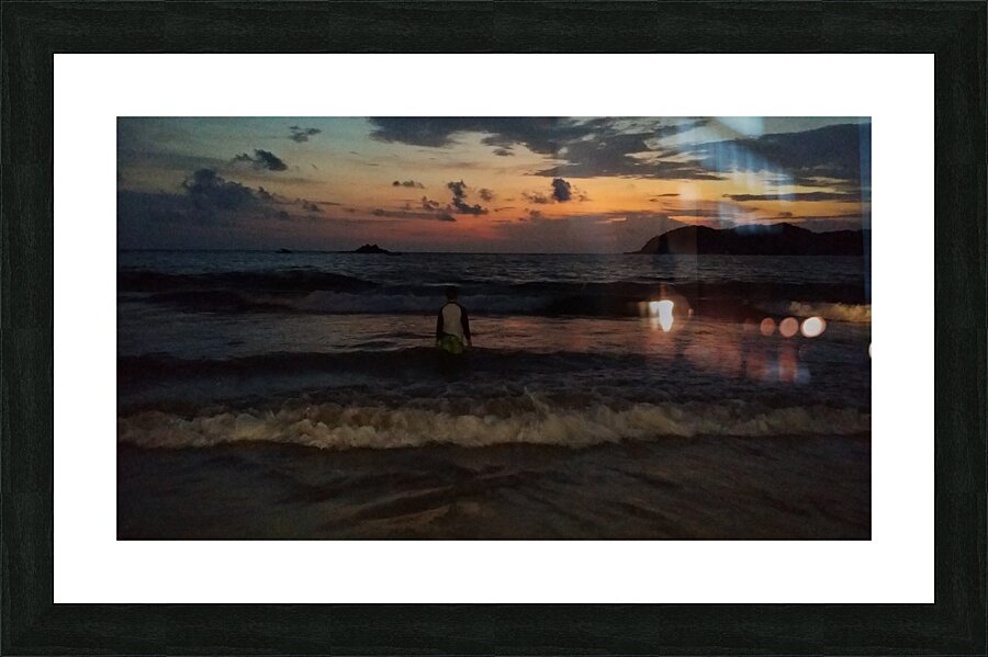 Nighttime ocean sillouette 2 Picture Frame print