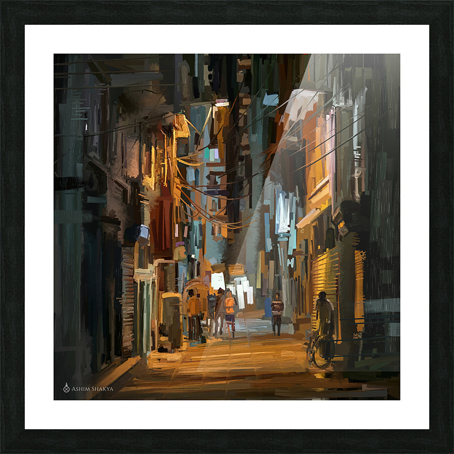 LateNightStreet Picture Frame print