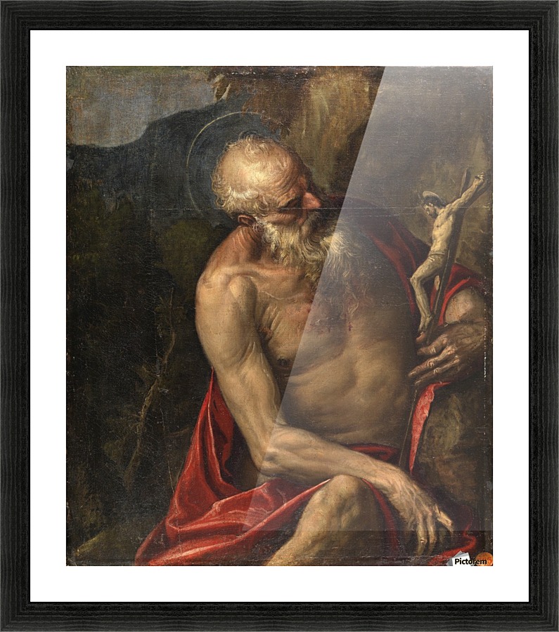 Saint Jerome meditating Picture Frame print