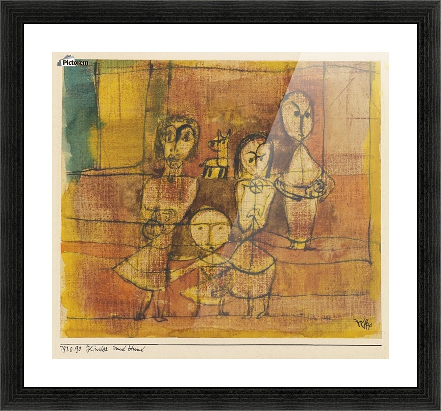 Children and dog Picture Frame print