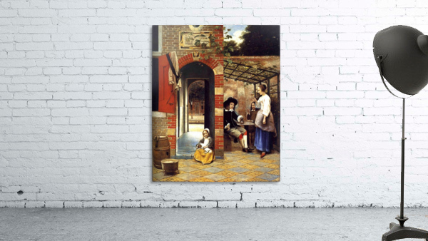 Figures drinking in a courtyard Wall Preview