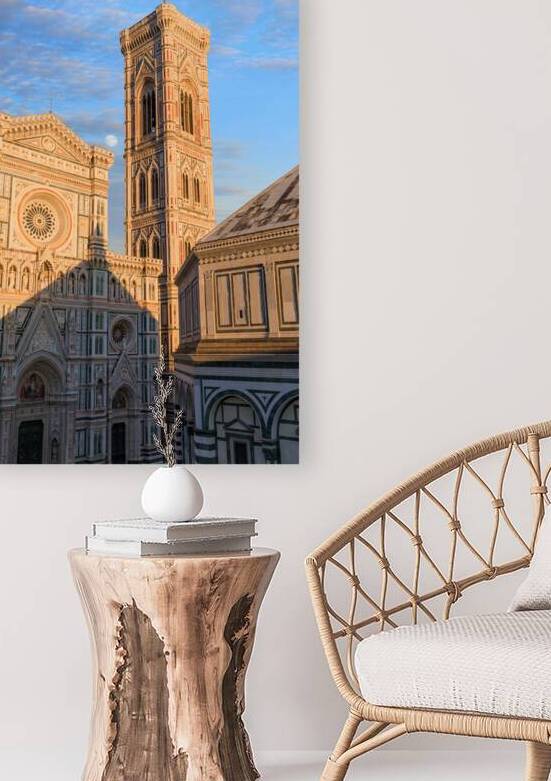 The Cathedral of Santa Maria del Fiore  in Florence with Giotto Bell Tower and the Baptistery at sunset Italy. by Giuseppe Colasanto