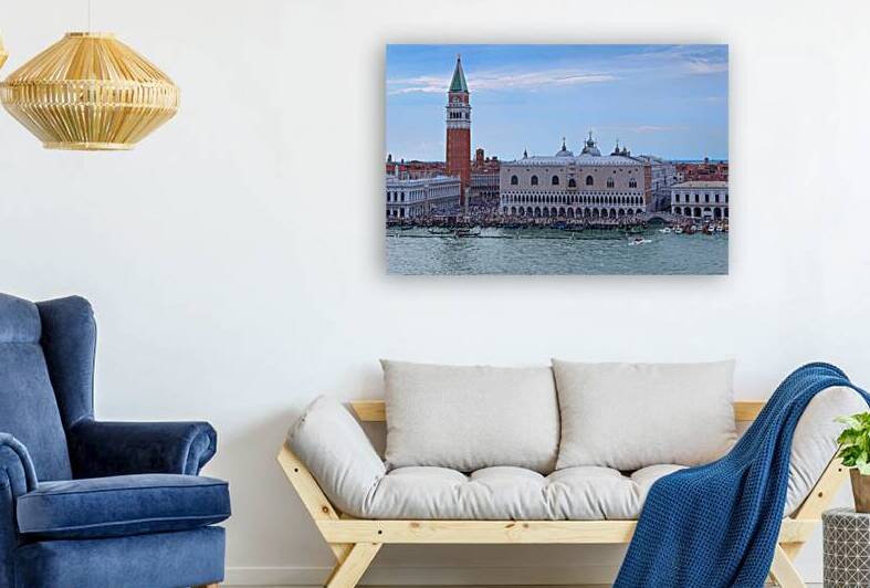 Venice cityscape from sea: aerial view with  the Piazzetta di San Marco the Campanile and Doge Palace in Italy. by Giuseppe Colasanto