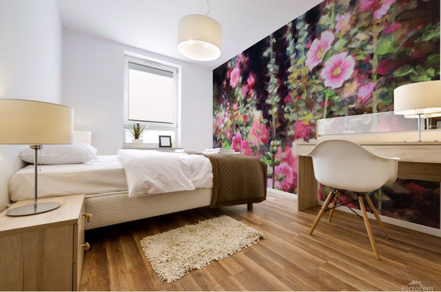 Hollyhocks Mural print
