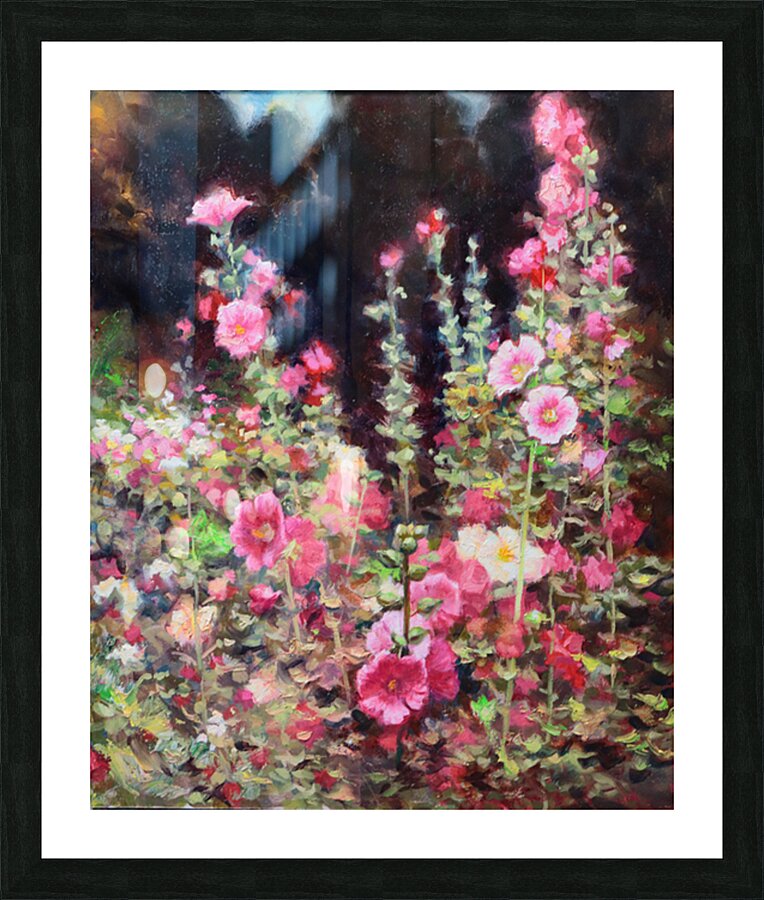 Hollyhocks Picture Frame print